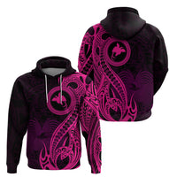Papua New Guinea Island Hoodie Bird of Paradise with Pink Polynesian Tribal - Wonder Print Shop
