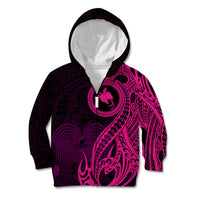 Papua New Guinea Island Kid Hoodie Bird of Paradise with Pink Polynesian Tribal - Wonder Print Shop