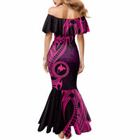 Papua New Guinea Island Mermaid Dress Bird of Paradise with Pink Polynesian Tribal - Wonder Print Shop
