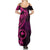 Papua New Guinea Island Summer Maxi Dress Bird of Paradise with Pink Polynesian Tribal - Wonder Print Shop