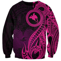 Papua New Guinea Island Sweatshirt Bird of Paradise with Pink Polynesian Tribal - Wonder Print Shop