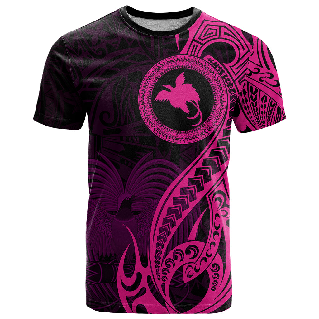 Papua New Guinea Island T Shirt Bird of Paradise with Pink Polynesian Tribal - Wonder Print Shop