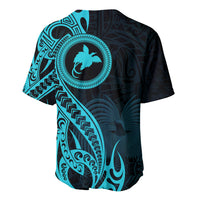 Papua New Guinea Island Baseball Jersey Bird of Paradise with Aqua Polynesian Tribal LT9 - Wonder Print Shop