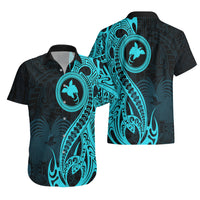 Papua New Guinea Island Hawaiian Shirt Bird of Paradise with Aqua Polynesian Tribal - Wonder Print Shop