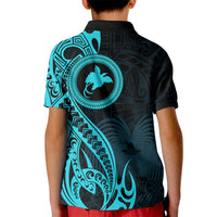 Papua New Guinea Island Kid Polo Shirt Bird of Paradise with Aqua Polynesian Tribal - Wonder Print Shop