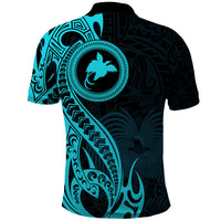 Papua New Guinea Island Polo Shirt Bird of Paradise with Aqua Polynesian Tribal - Wonder Print Shop