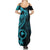 Papua New Guinea Island Summer Maxi Dress Bird of Paradise with Aqua Polynesian Tribal - Wonder Print Shop