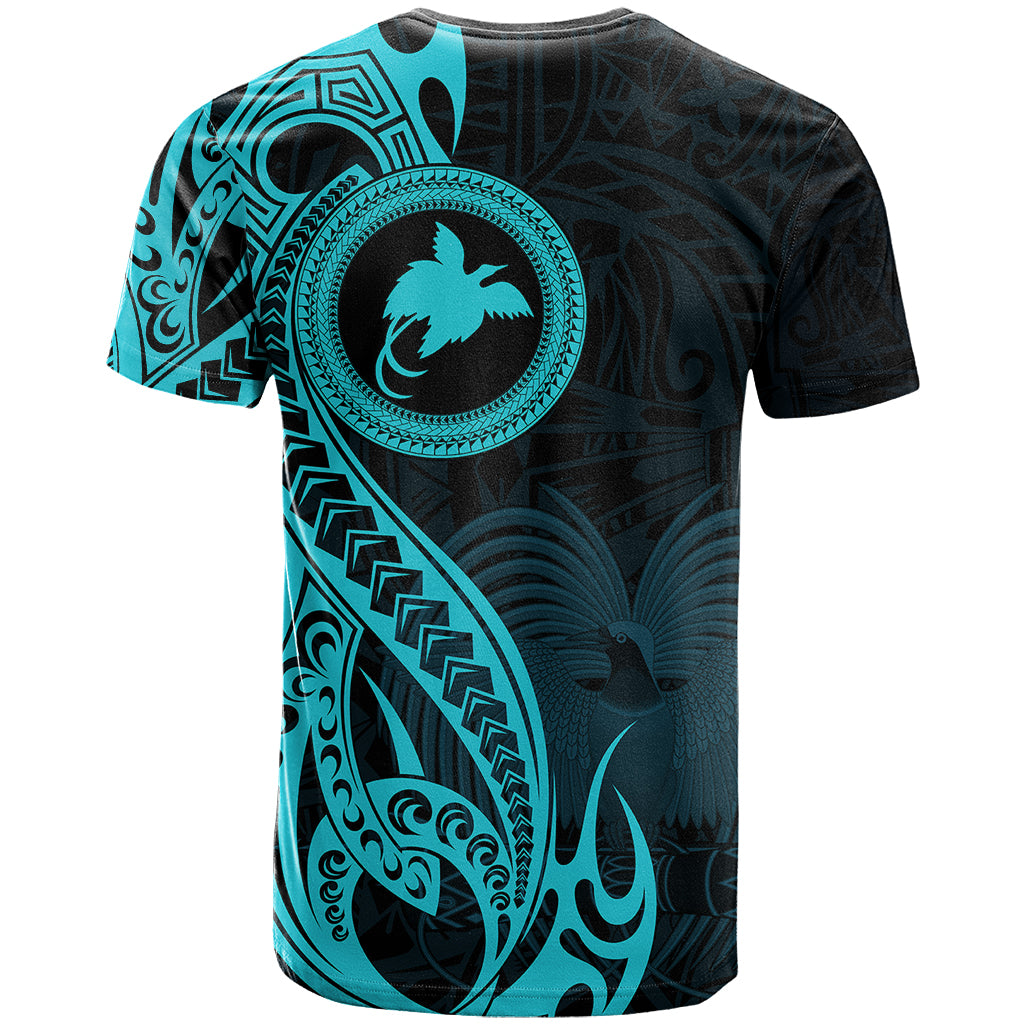 Papua New Guinea Island T Shirt Bird of Paradise with Aqua Polynesian Tribal - Wonder Print Shop