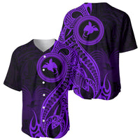Papua New Guinea Island Baseball Jersey Bird of Paradise with Purple Polynesian Tribal LT9 - Wonder Print Shop