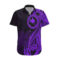 Papua New Guinea Island Hawaiian Shirt Bird of Paradise with Purple Polynesian Tribal - Wonder Print Shop