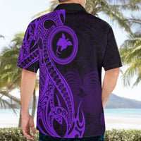 Papua New Guinea Island Hawaiian Shirt Bird of Paradise with Purple Polynesian Tribal - Wonder Print Shop