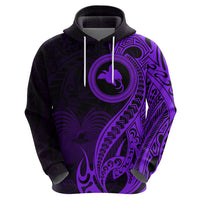 Papua New Guinea Island Hoodie Bird of Paradise with Purple Polynesian Tribal - Wonder Print Shop