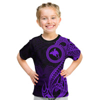 Papua New Guinea Island Kid T Shirt Bird of Paradise with Purple Polynesian Tribal - Wonder Print Shop