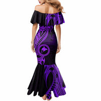 Papua New Guinea Island Mermaid Dress Bird of Paradise with Purple Polynesian Tribal - Wonder Print Shop