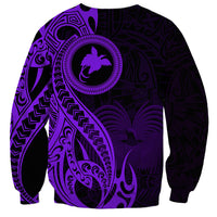 Papua New Guinea Island Sweatshirt Bird of Paradise with Purple Polynesian Tribal - Wonder Print Shop