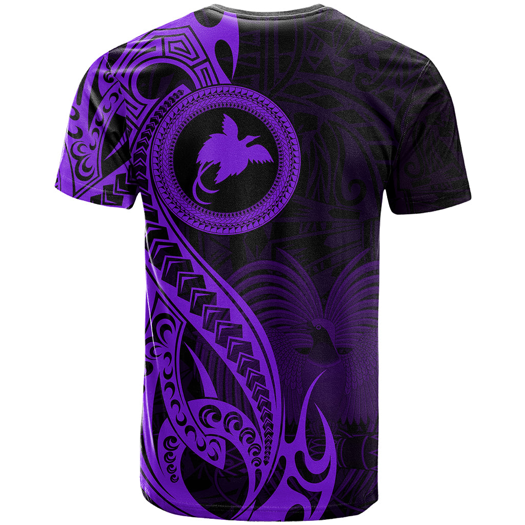 Papua New Guinea Island T Shirt Bird of Paradise with Purple Polynesian Tribal - Wonder Print Shop