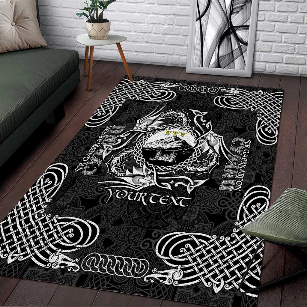 Personalized Caernarfonshire Sir Gaernarfon Area Rug Black Castle Tower Celtic-inspired - Wonder Print Shop
