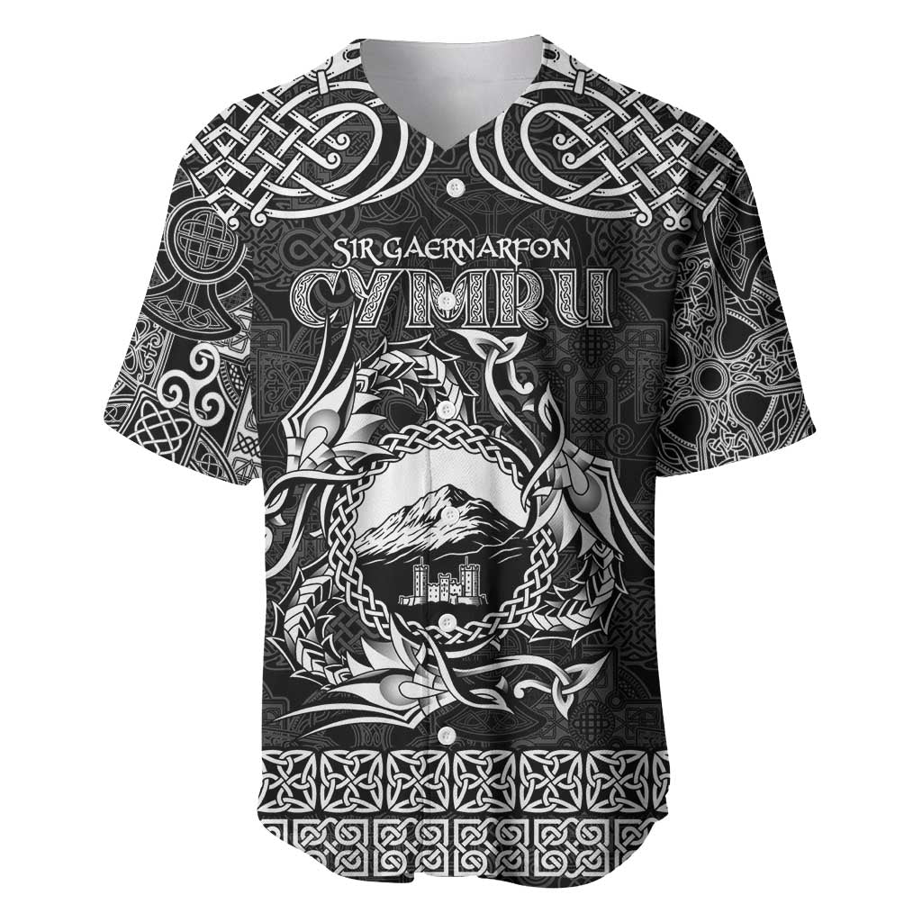 Personalized Caernarfonshire Sir Gaernarfon Baseball Jersey Black Castle Tower Celtic-inspired - Wonder Print Shop