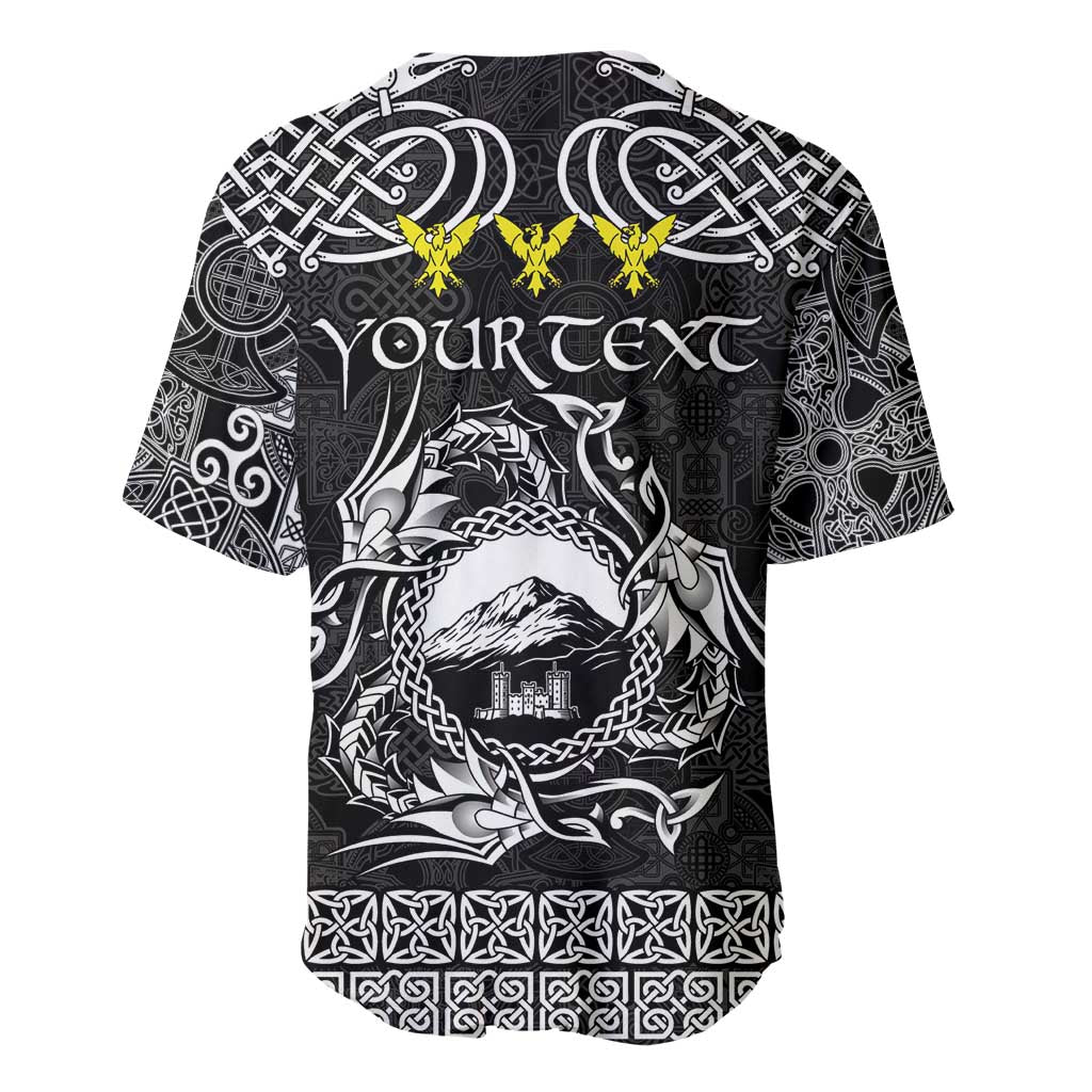 Personalized Caernarfonshire Sir Gaernarfon Baseball Jersey Black Castle Tower Celtic-inspired - Wonder Print Shop