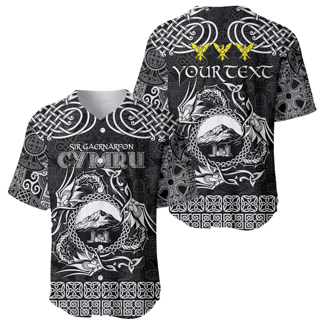 Personalized Caernarfonshire Sir Gaernarfon Baseball Jersey Black Castle Tower Celtic-inspired - Wonder Print Shop