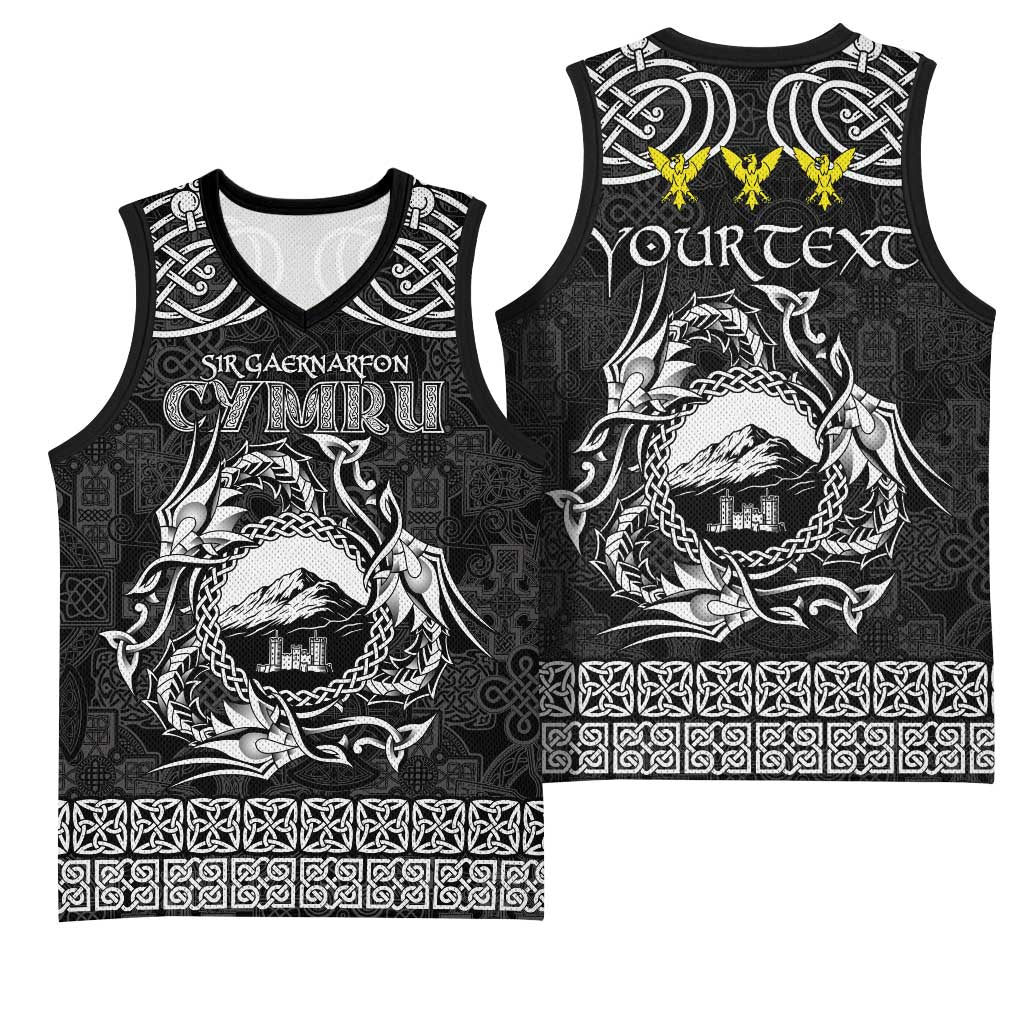 Personalized Caernarfonshire Sir Gaernarfon Basketball Jersey Black Castle Tower Celtic-inspired - Wonder Print Shop
