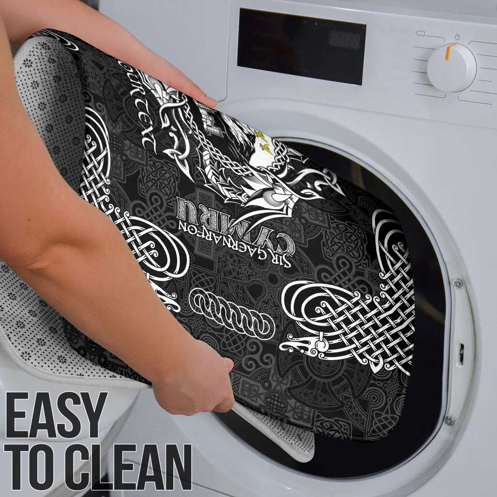 Personalized Caernarfonshire Sir Gaernarfon Bathroom Set Black Castle Tower Celtic-inspired - Wonder Print Shop