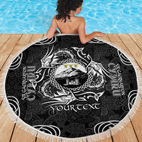 Personalized Caernarfonshire Sir Gaernarfon Beach Blanket Black Castle Tower Celtic-inspired - Wonder Print Shop
