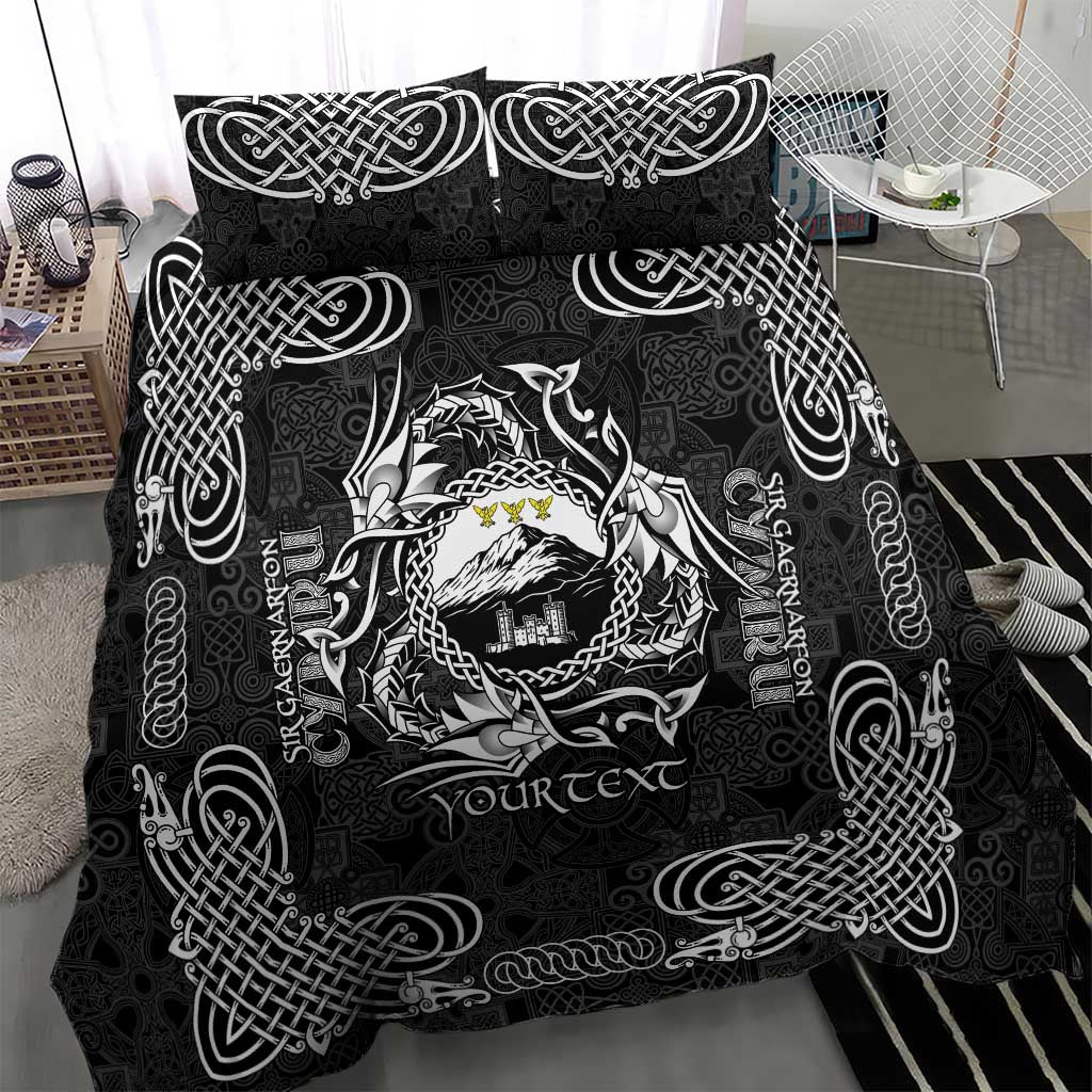 Personalized Caernarfonshire Sir Gaernarfon Bedding Set Black Castle Tower Celtic-inspired - Wonder Print Shop