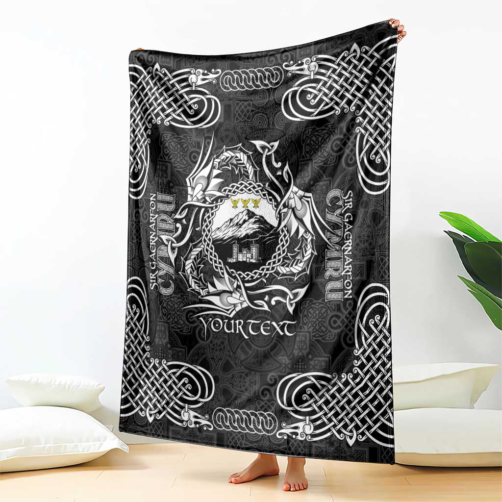 Personalized Caernarfonshire Sir Gaernarfon Blanket Black Castle Tower Celtic-inspired - Wonder Print Shop