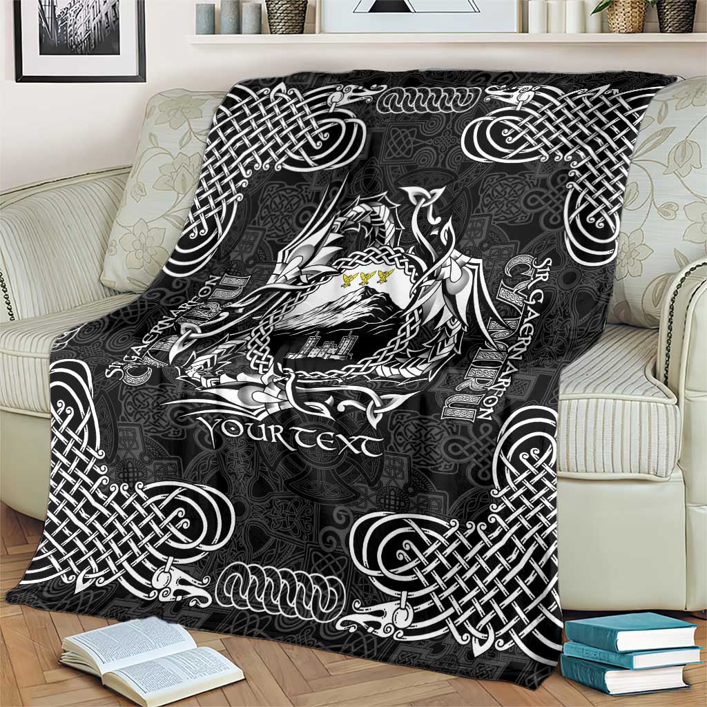 Personalized Caernarfonshire Sir Gaernarfon Blanket Black Castle Tower Celtic-inspired - Wonder Print Shop
