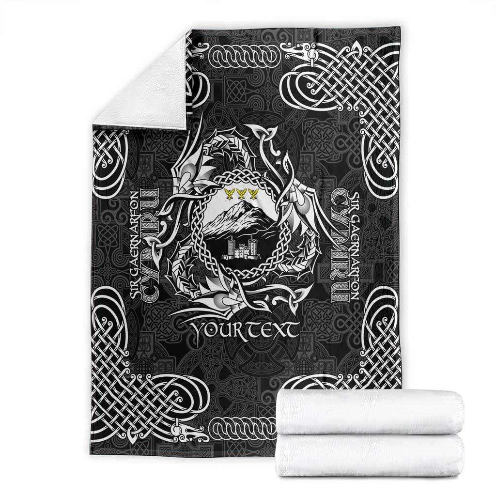 Personalized Caernarfonshire Sir Gaernarfon Blanket Black Castle Tower Celtic-inspired - Wonder Print Shop