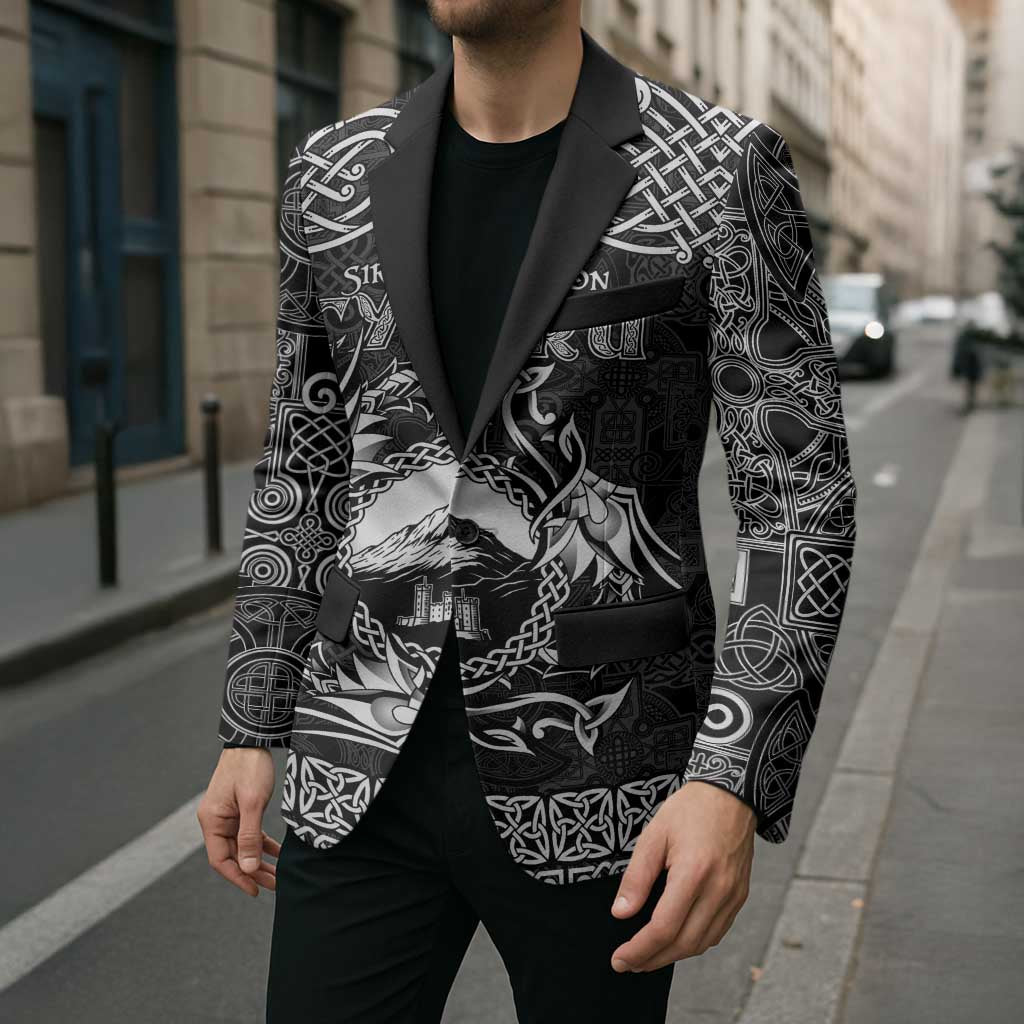 Personalized Caernarfonshire Sir Gaernarfon Blazer Black Castle Tower Celtic-inspired - Wonder Print Shop