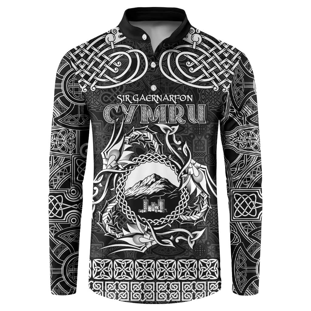 Personalized Caernarfonshire Sir Gaernarfon Button Sweatshirt Black Castle Tower Celtic-inspired - Wonder Print Shop