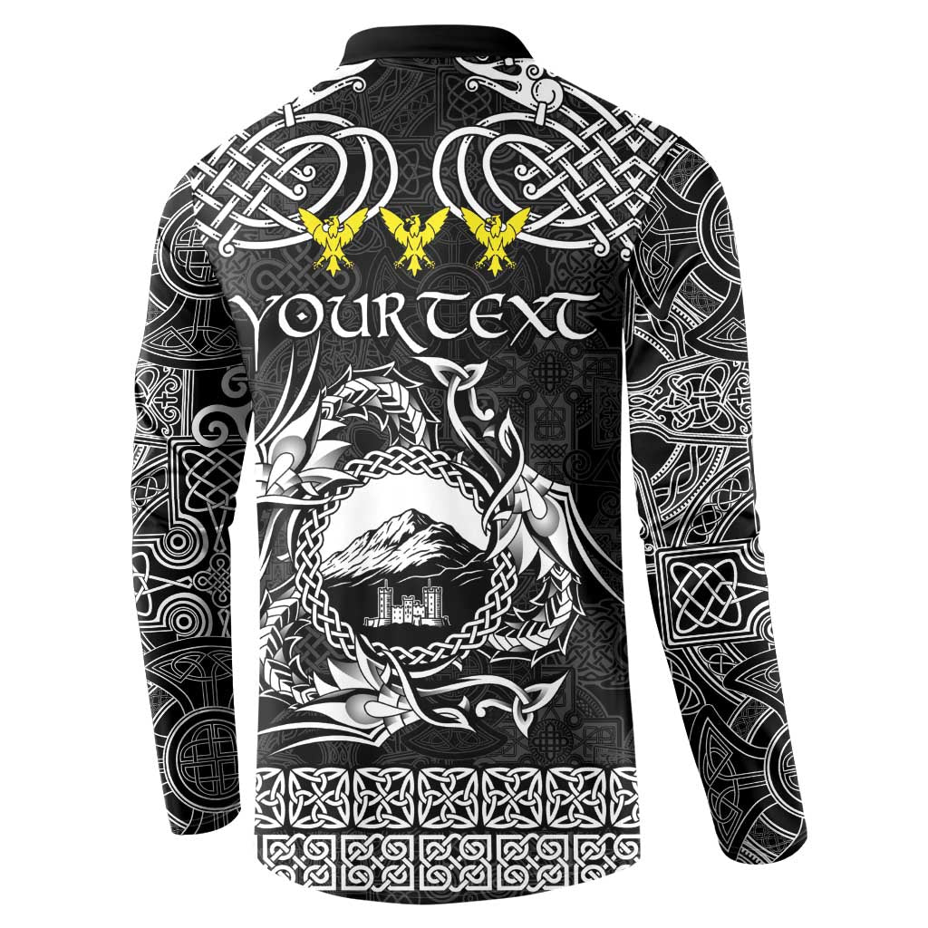 Personalized Caernarfonshire Sir Gaernarfon Button Sweatshirt Black Castle Tower Celtic-inspired - Wonder Print Shop