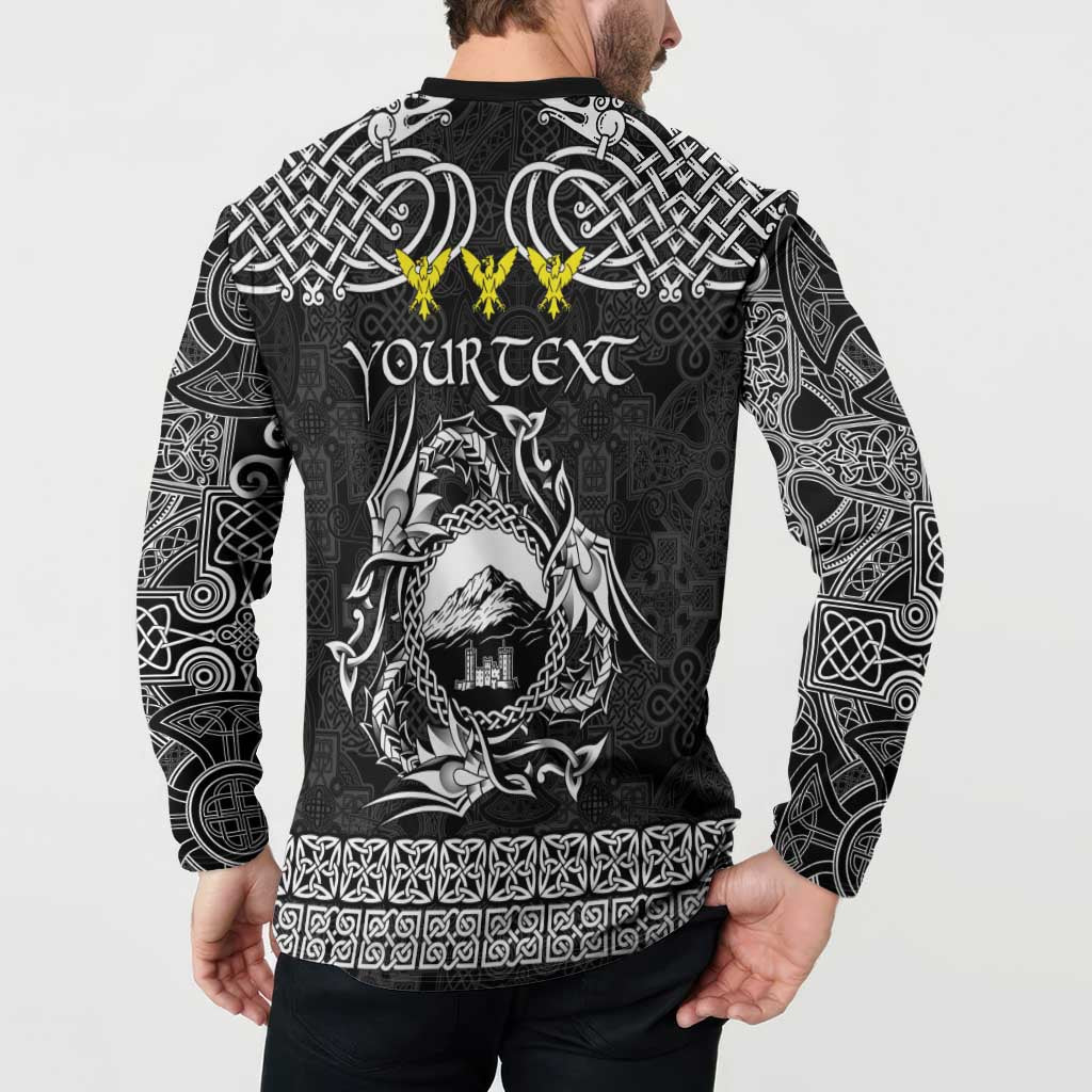 Personalized Caernarfonshire Sir Gaernarfon Button Sweatshirt Black Castle Tower Celtic-inspired - Wonder Print Shop