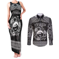 Personalized Caernarfonshire Sir Gaernarfon Couples Matching Tank Maxi Dress and Long Sleeve Button Shirt Black Castle Tower Celtic-inspired - Wonder Print Shop