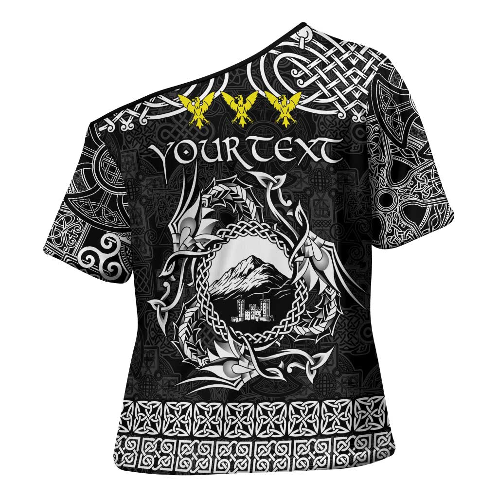 Personalized Caernarfonshire Sir Gaernarfon Cross Shoulder Shirt Black Castle Tower Celtic-inspired - Wonder Print Shop