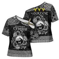 Personalized Caernarfonshire Sir Gaernarfon Cross Shoulder Shirt Black Castle Tower Celtic-inspired - Wonder Print Shop