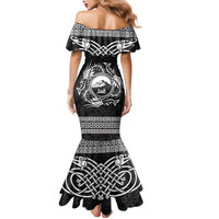 Personalized Caernarfonshire Sir Gaernarfon Family Matching Mermaid Dress and Hawaiian Shirt Black Castle Tower Celtic-inspired - Wonder Print Shop
