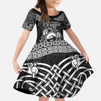 Personalized Caernarfonshire Sir Gaernarfon Family Matching Off The Shoulder Long Sleeve Dress and Hawaiian Shirt Black Castle Tower Celtic-inspired - Wonder Print Shop