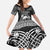 Personalized Caernarfonshire Sir Gaernarfon Family Matching Off The Shoulder Long Sleeve Dress and Hawaiian Shirt Black Castle Tower Celtic-inspired - Wonder Print Shop