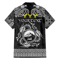 Personalized Caernarfonshire Sir Gaernarfon Family Matching Off The Shoulder Long Sleeve Dress and Hawaiian Shirt Black Castle Tower Celtic-inspired - Wonder Print Shop