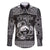 Personalized Caernarfonshire Sir Gaernarfon Family Matching Off The Shoulder Long Sleeve Dress and Hawaiian Shirt Black Castle Tower Celtic-inspired - Wonder Print Shop