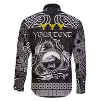 Personalized Caernarfonshire Sir Gaernarfon Family Matching Off The Shoulder Long Sleeve Dress and Hawaiian Shirt Black Castle Tower Celtic-inspired - Wonder Print Shop