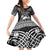 Personalized Caernarfonshire Sir Gaernarfon Family Matching Off Shoulder Short Dress and Hawaiian Shirt Black Castle Tower Celtic-inspired - Wonder Print Shop