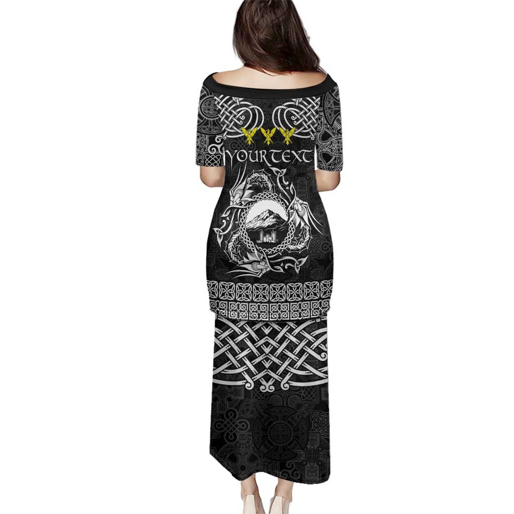 Personalized Caernarfonshire Sir Gaernarfon Family Matching Puletasi and Hawaiian Shirt Black Castle Tower Celtic-inspired - Wonder Print Shop