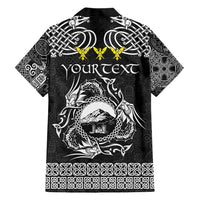 Personalized Caernarfonshire Sir Gaernarfon Family Matching Short Sleeve Bodycon Dress and Hawaiian Shirt Black Castle Tower Celtic-inspired - Wonder Print Shop