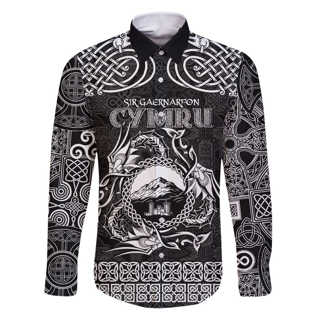 Personalized Caernarfonshire Sir Gaernarfon Family Matching Short Sleeve Bodycon Dress and Hawaiian Shirt Black Castle Tower Celtic-inspired - Wonder Print Shop