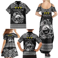 Personalized Caernarfonshire Sir Gaernarfon Family Matching Summer Maxi Dress and Hawaiian Shirt Black Castle Tower Celtic-inspired - Wonder Print Shop