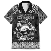 Personalized Caernarfonshire Sir Gaernarfon Family Matching Summer Maxi Dress and Hawaiian Shirt Black Castle Tower Celtic-inspired - Wonder Print Shop